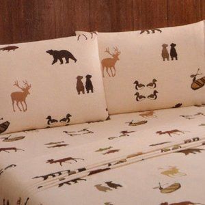 Deer Bear Canoes Ducks Full Sheet Set Wilderness